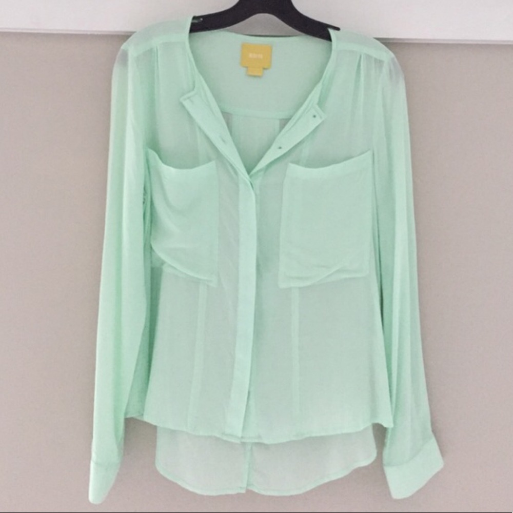 Maeve Anthropologie mint blouse